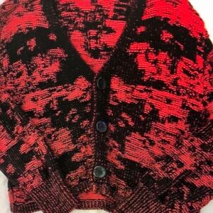 Red and Black Patterned Cardigan